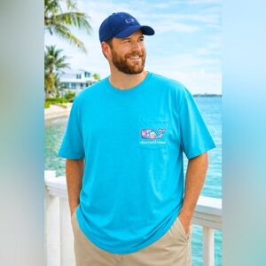 Vineyard Vines T-Shirt 4XB Blue Tropical Whale Pocket Tee NWT